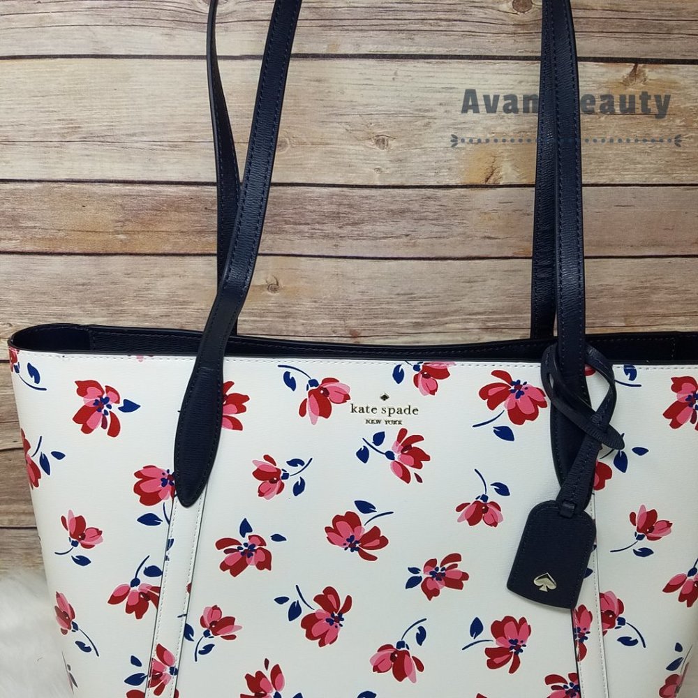 Kate Spade Cara Garden Toss White Floral Tote - Picture 3 of 15